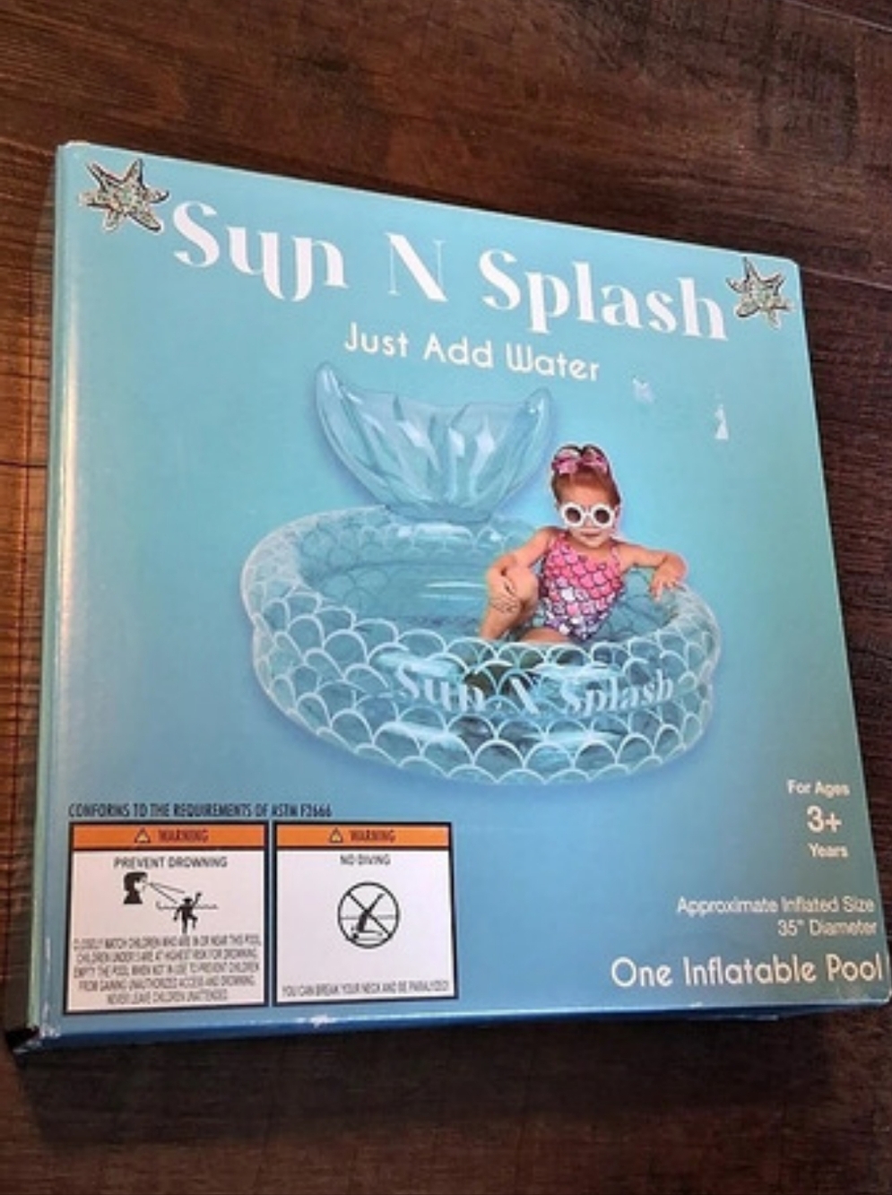 Sun N Splash Mermaid Inflatable Pool Blue & Pink